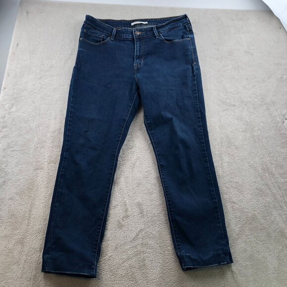 Levi's Womens Jeans Size 14S Mid Rise Skinny Leg Blue Dark Denim Casual Ankle - Picture 15 of 16